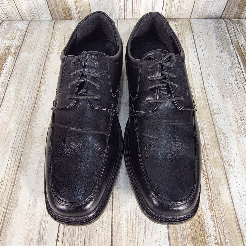 Rockport Mens Black Leather Apron Toe Derby Shoes Lace Up Oxford Size 10.5